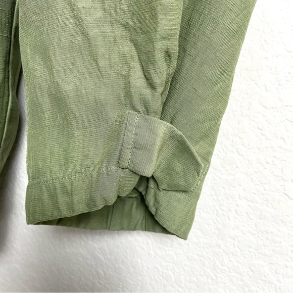 Aritzia Wilfred Green Linen Blend High Rise Ankle Cropped Cargo Pants- Size 6 - Picture 13 of 16